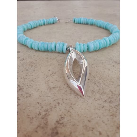 Simon Sebbag Designs Amazonite Beaded Pendant Necklace 925 Sterling Silver – 18" - Picture 3 of 9